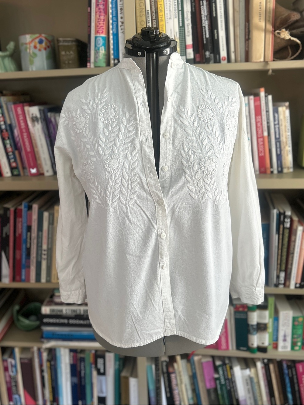 Vintage White, Hand Embroidered Button Down